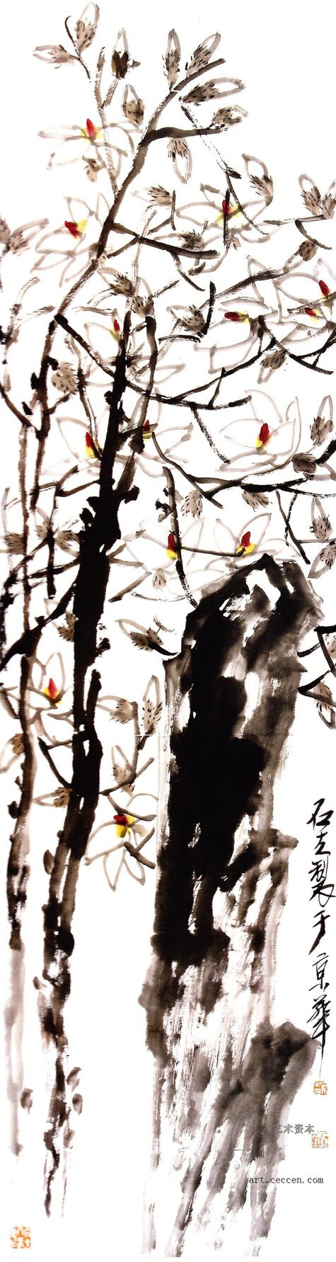 白玉兰 180x48cm 纸本墨笔 2004年 郭石夫